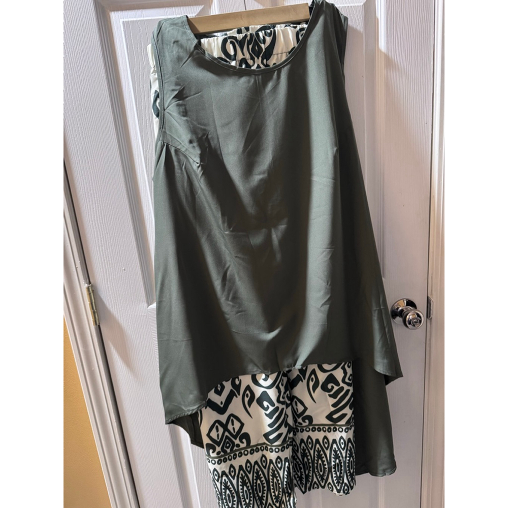 Stretch Silk Charmeuse Scoop Neck Tank top and wide leg pants 2 piece -4XL - Picture 6 of 7